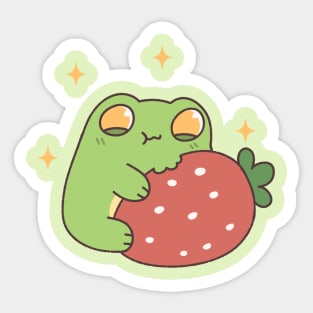Frog Eating Strawberry Sticker
